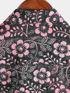 Camisa hawaiana de manga corta con bolsillo floral rosa para hombre