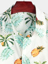 Camisa hawaiana de manga corta con estampado de piñas para hombre