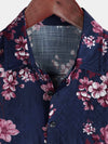 Camisa de playa informal de algodón de manga corta con estampado floral para hombre