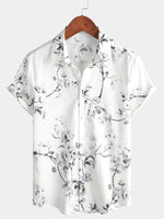 Camisa hawaiana playera blanca con estampado floral para hombre