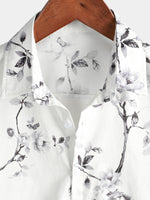 Camisa hawaiana playera blanca con estampado floral para hombre