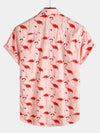 Camisa hawaiana de manga corta con estampado de flamencos para hombres