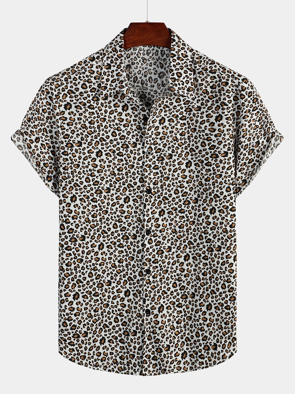 Camisa de manga corta con estampado de leopardo para hombre