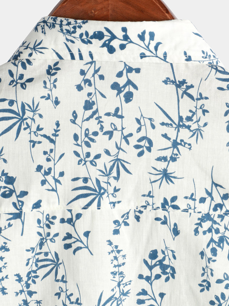 Camisa de manga corta de algodón con botones y estampado floral para hombres ideal para el verano