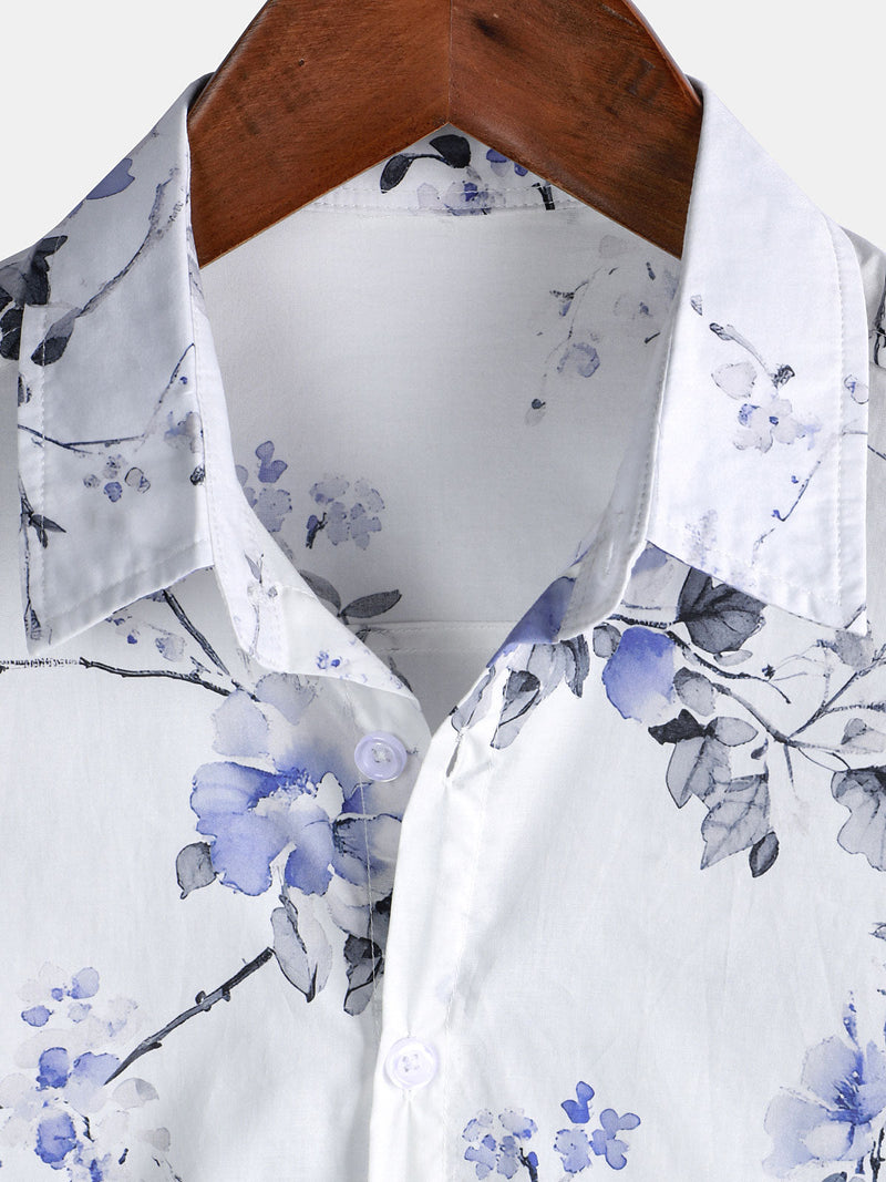 Camisa informal de verano de manga corta con estampado floral para hombre