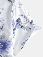 Camisa informal de verano de manga corta con estampado floral para hombre