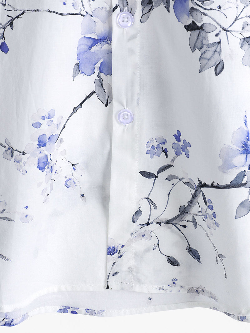 Camisa informal de verano de manga corta con estampado floral para hombre