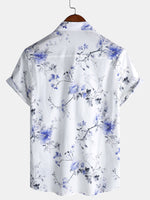 Camisa informal de verano de manga corta con estampado floral para hombre