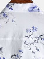 Camisa informal de verano de manga corta con estampado floral para hombre