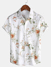 Camisa hawaiana de algodón con estampado floral de manga corta para hombre