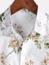 Camisa hawaiana de algodón con estampado floral de manga corta para hombre