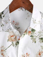 Camisa hawaiana de algodón con estampado floral de manga corta para hombre