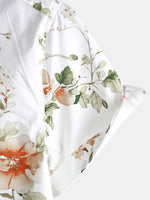 Camisa hawaiana de algodón con estampado floral de manga corta para hombre