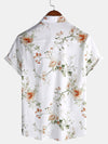 Camisa hawaiana de algodón con estampado floral de manga corta para hombre