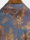 Camisa de verano de manga corta de rayón con estampado retro para hombre