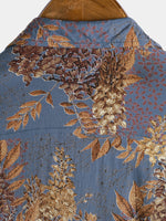 Camisa de verano de manga corta de rayón con estampado retro para hombre