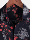 Camisa informal de manga corta con estampado floral de rayón para hombre