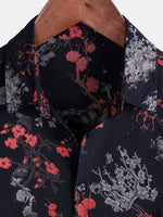 Camisa informal de manga corta con estampado floral de rayón para hombre