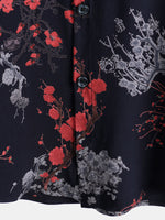 Camisa informal de manga corta con estampado floral de rayón para hombre