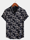 Camisa informal de manga corta con estampado floral para hombre para vacaciones de verano
