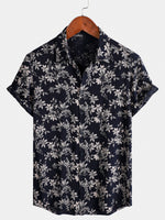 Camisa informal de manga corta con estampado floral para hombre para vacaciones de verano