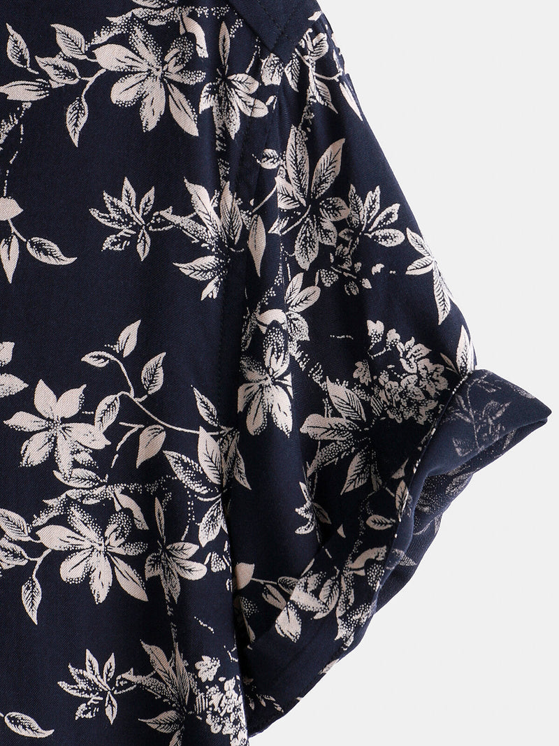 Camisa informal de manga corta con estampado floral para hombre para vacaciones de verano