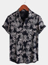 Camisa de manga corta de verano con estampado floral de rayón para hombre