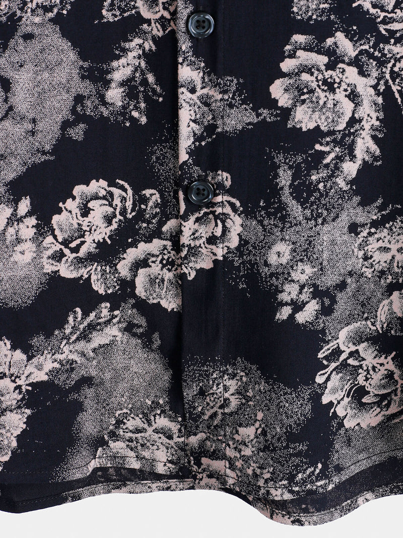 Camisa de manga corta de verano con estampado floral de rayón para hombre