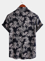 Camisa de manga corta de verano con estampado floral de rayón para hombre