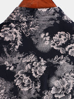 Camisa de manga corta de verano con estampado floral de rayón para hombre