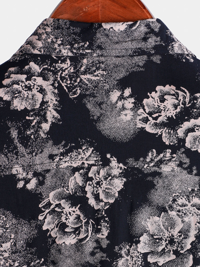 Camisa de manga corta de verano con estampado floral de rayón para hombre