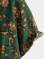 Camisa de manga corta transpirable con bolsillo y estampado floral retro para hombre