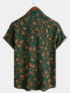 Camisa de manga corta transpirable con bolsillo y estampado floral retro para hombre