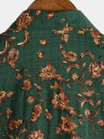 Camisa de manga corta transpirable con bolsillo y estampado floral retro para hombre