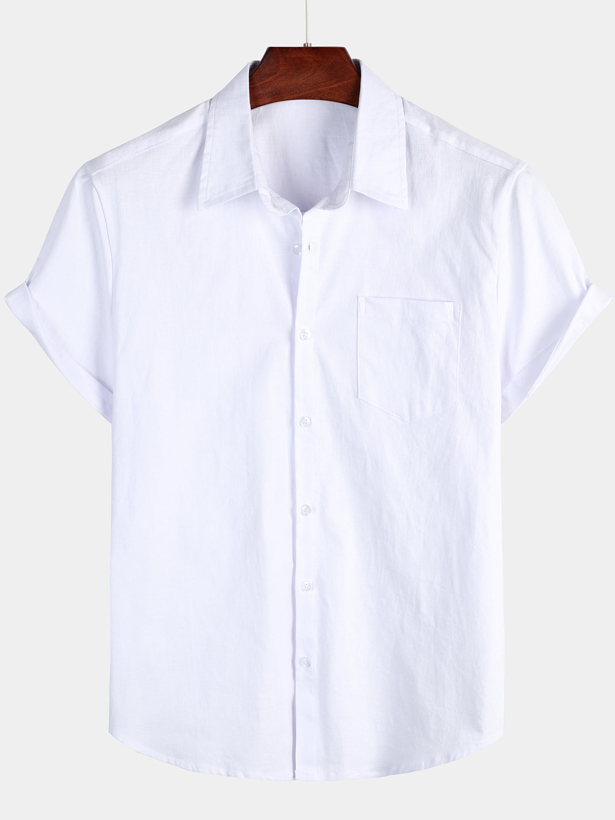 Camisa casual de manga corta de lino y algodón para hombre
