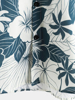 Camisa hawaiana de playa de manga corta con botones y estampado floral 100 % algodón para hombre