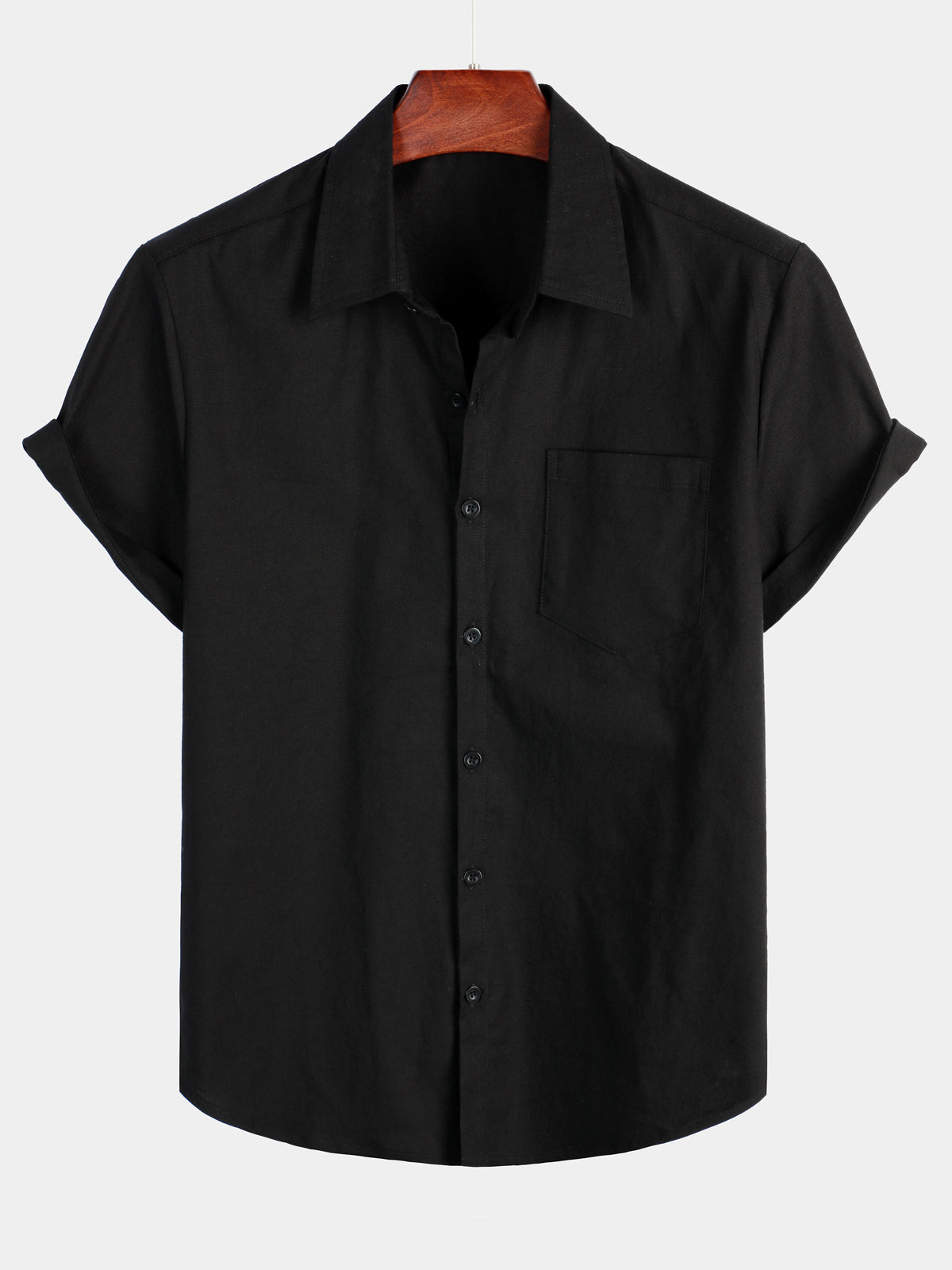 Camisa casual de manga corta de lino y algodón para hombre