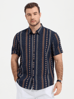 Camisa de algodón de manga corta con botones retro estilo años 70 para hombres ideal para el verano.