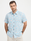 Camisa hawaiana de algodón de manga corta con estampado floral de margaritas para hombre