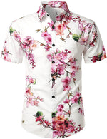 Camisa hawaiana tropical de algodón con estampado floral para hombre