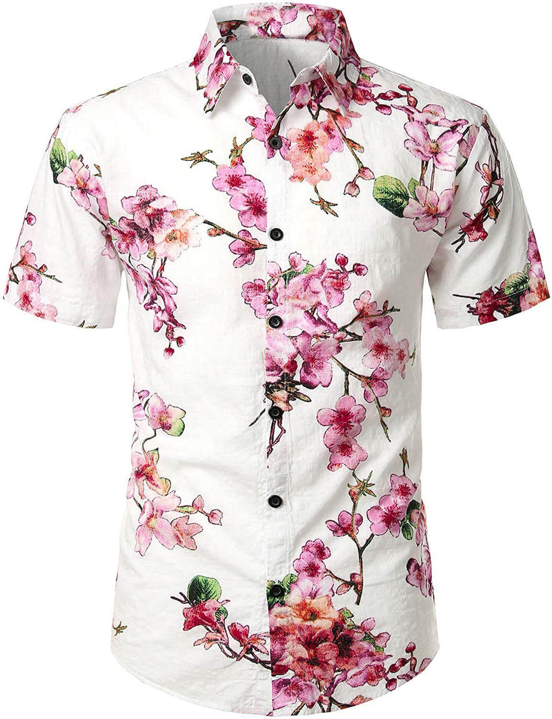 Camisa hawaiana tropical de algodón con estampado floral para hombre