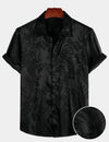 Camisa de manga corta con estampado floral y jacquard para hombre con bolsillo playero