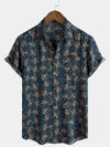 Camisa de verano con bolsillo y estampado retro para hombre