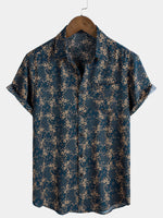 Camisa de verano con bolsillo y estampado retro para hombre