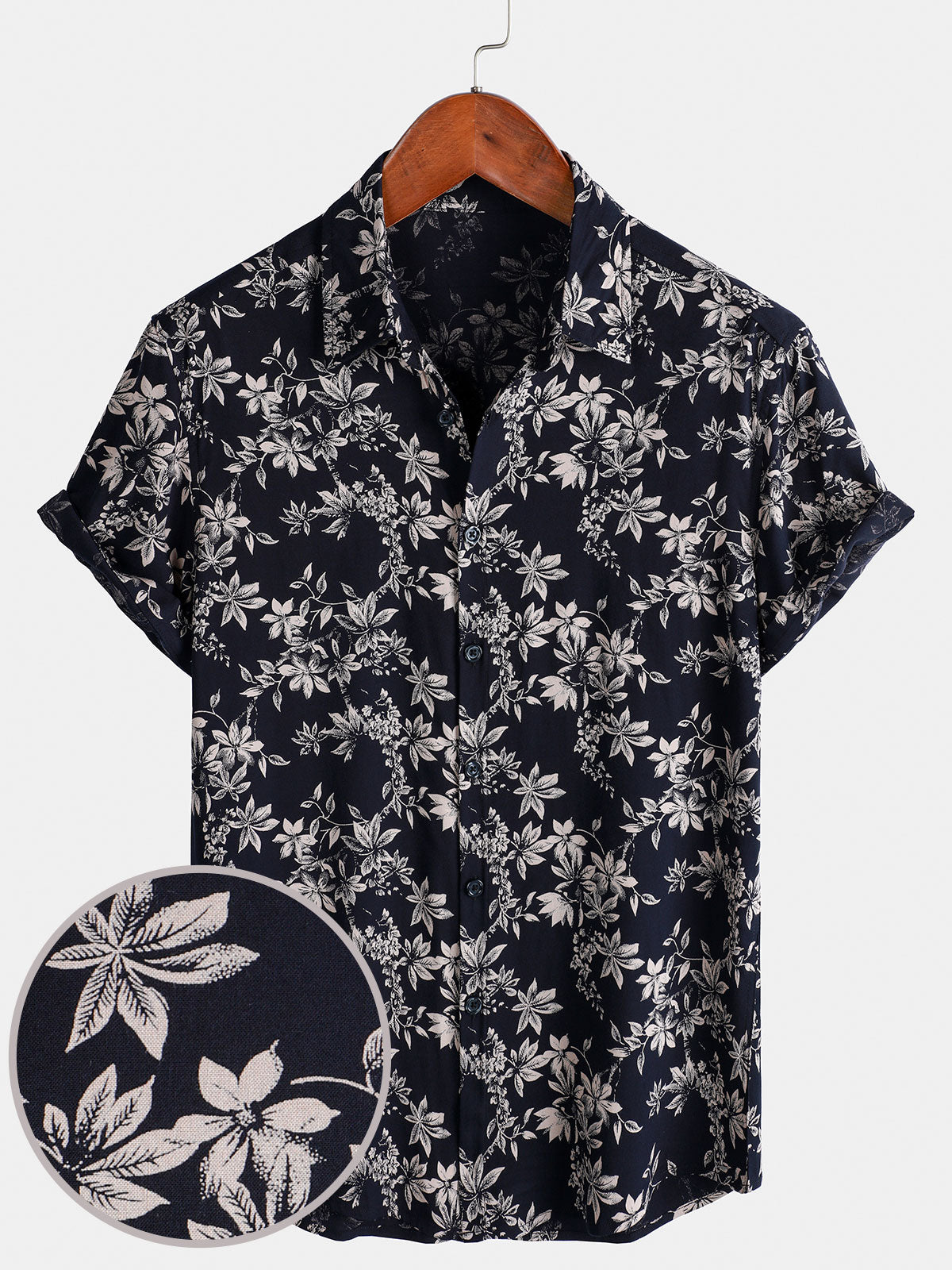 Camisa informal de manga corta con estampado floral para hombre para vacaciones de verano