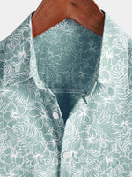 Camisa de playa de manga corta de algodón con estampado floral de verano para hombre