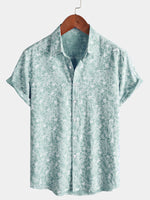 Camisa de playa de manga corta de algodón con estampado floral de verano para hombre