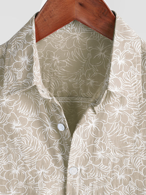 Camisa hawaiana de manga corta de algodón con estampado floral de verano para hombre