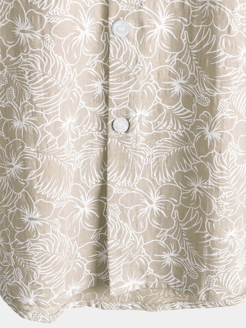 Camisa hawaiana de manga corta de algodón con estampado floral de verano para hombre
