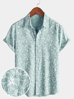 Camisa de playa de manga corta de algodón con estampado floral de verano para hombre